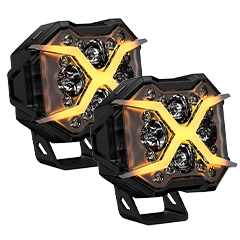 Two X7 pod lights with stainless brackets