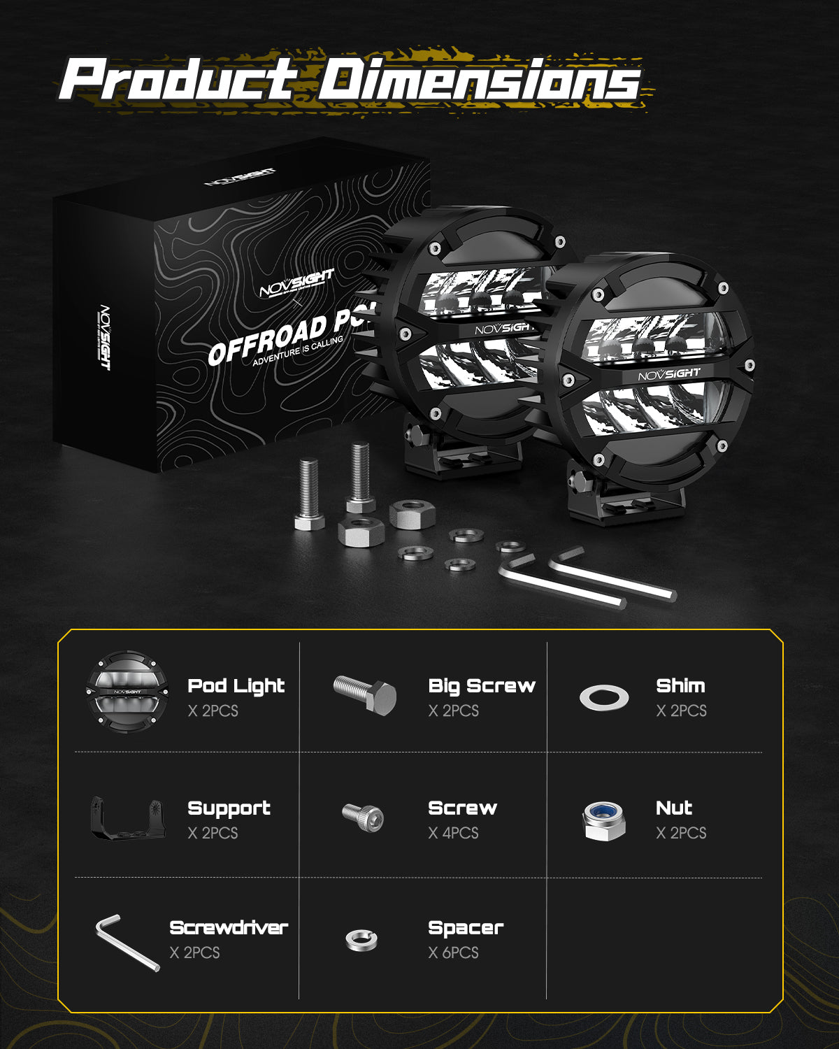 Rock Series | 5-inch LED Pod Round Lights Spotlights - NOVSIGHT