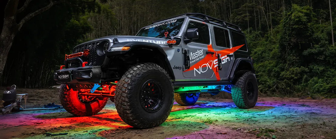 MagicCarpet dual-row underglow spreading light past the body line with no visible diodes