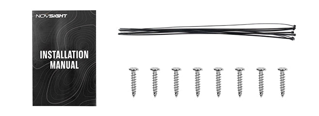 Installation manual, heavy-duty straps and self-tapping screws