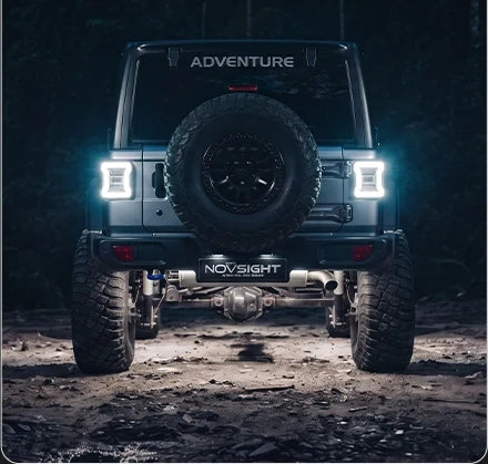 Underglow lighting the ground behind the rig in reverse