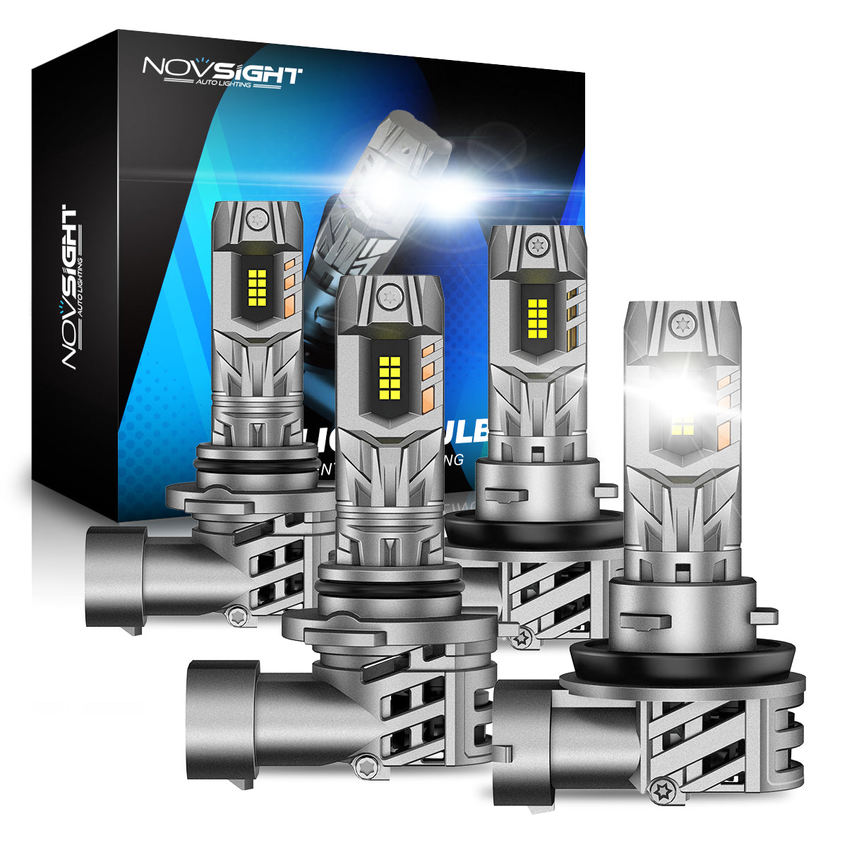 N63 Upgraded Mini 1:1 Series Wireless | H7 H11 9005 9006 LED Headlight Bulbs Original Mini Size 70W 16000LM 90W 20000LM 6500K White | 2 Bulbs - NOVSIGHT