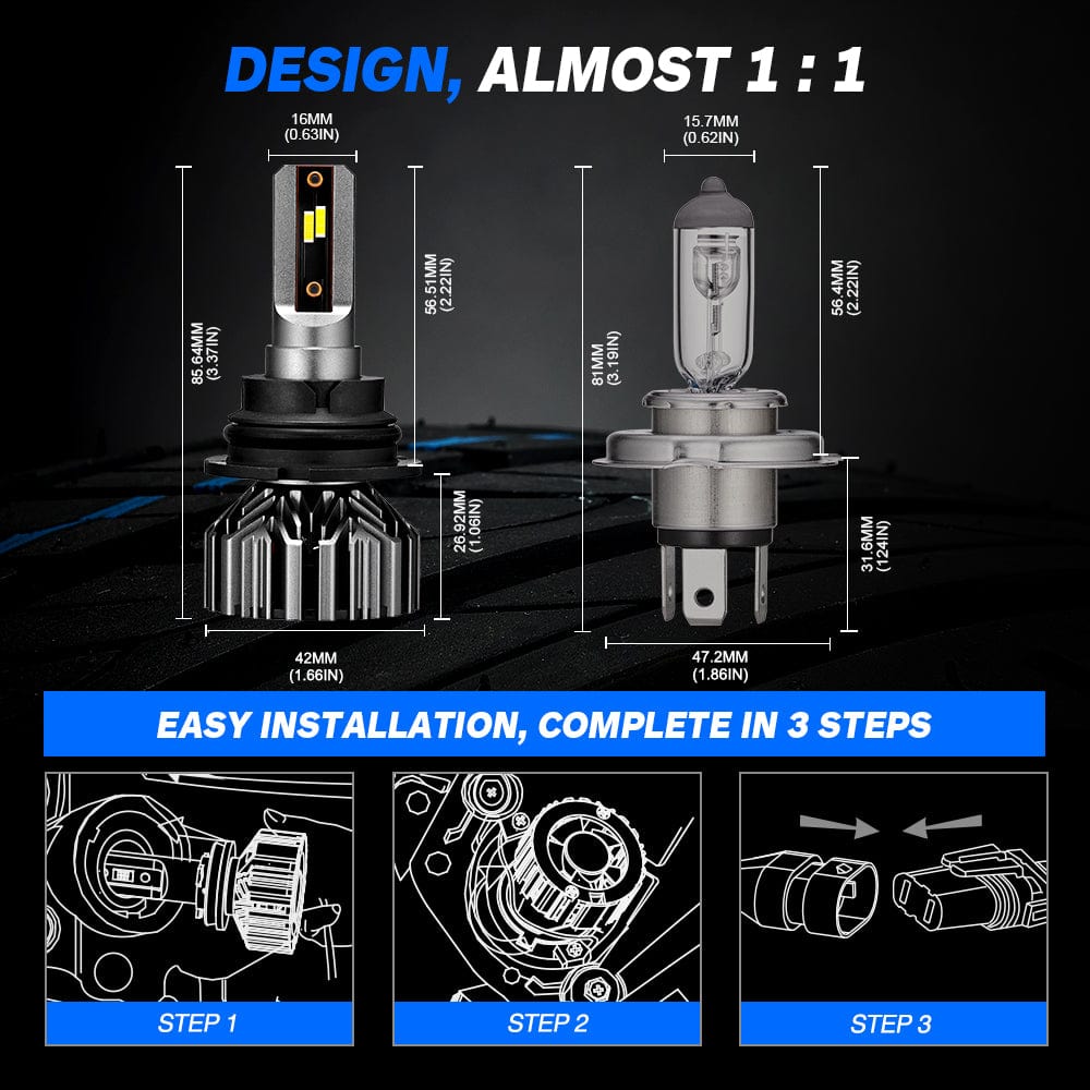 N11 Standard Series | 9004 HB1 LED Bulbs Cost-Effective  60W 13000LM 6500K White | 2 Bulbs - NOVSIGHT