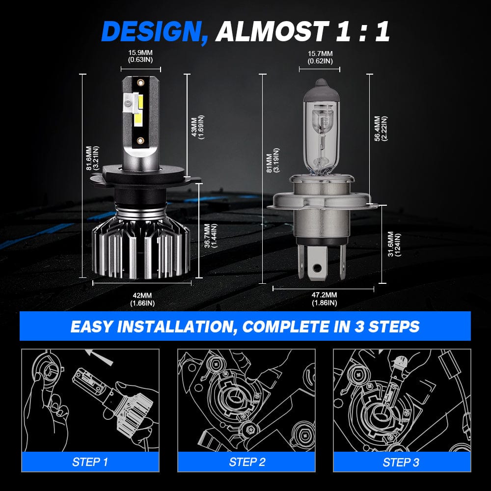N11 Standard Series | H4 9003 HB2 LED Bulbs Cost-Effective 60W 13000LM 6500K White | 2 Bulbs - NOVSIGHT