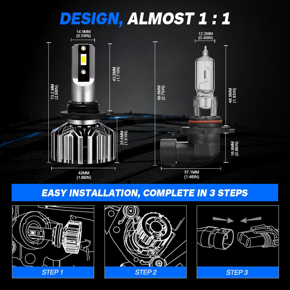 N11 Standard Series | 9005 HB3 LED Bulbs Cost-Effective  60W 13000LM 6500K White - NOVSIGHT
