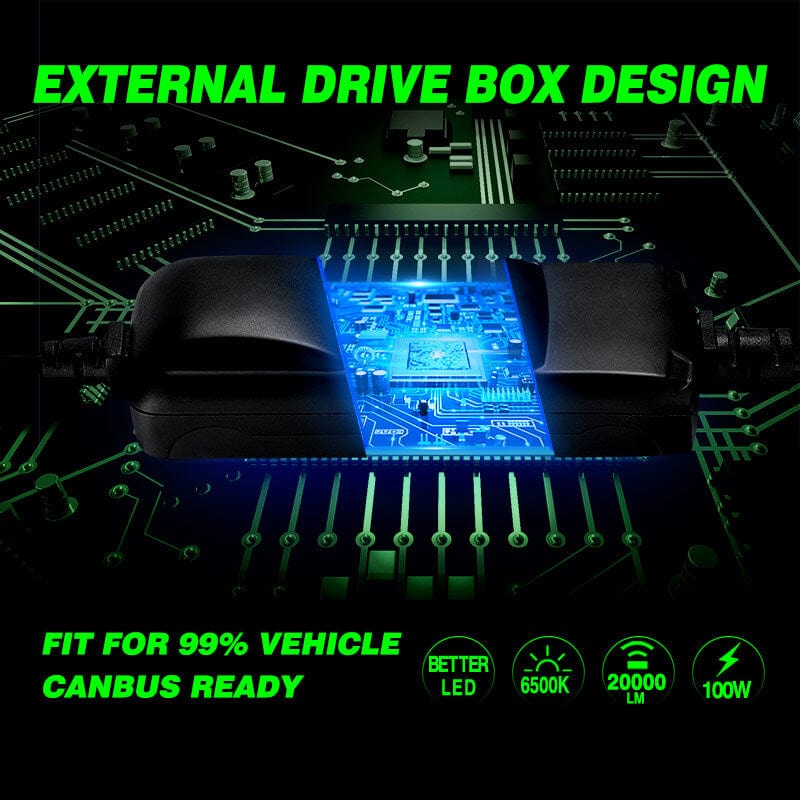 H7+H11 LED headlight bulbs with excellent driver box