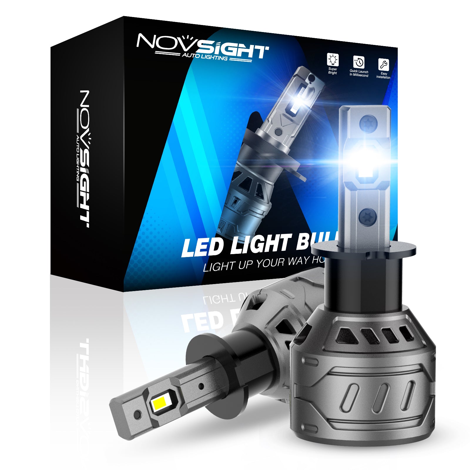N61 General Series | H1 H3 H4 H7 H11 H13 9004 9005 9006 9007 881 LED Bulbs Stable Output 60W 13000LM 6500K White | 2 Bulbs - NOVSIGHT